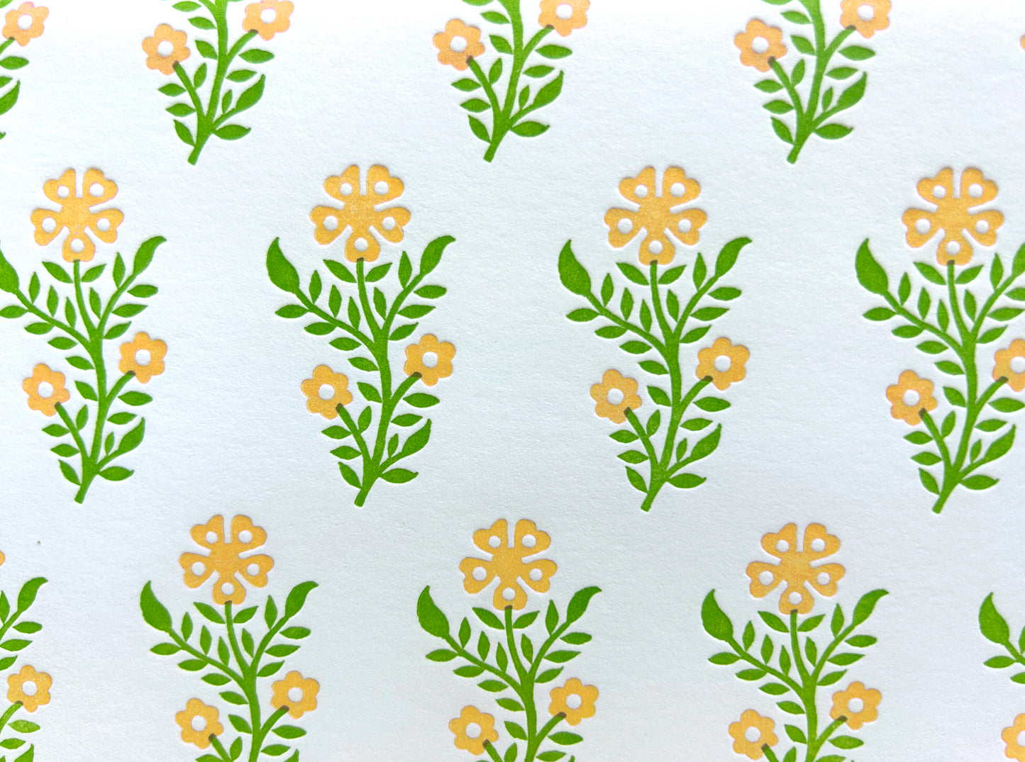 Letterpress Card Set with Hand Block Flowers