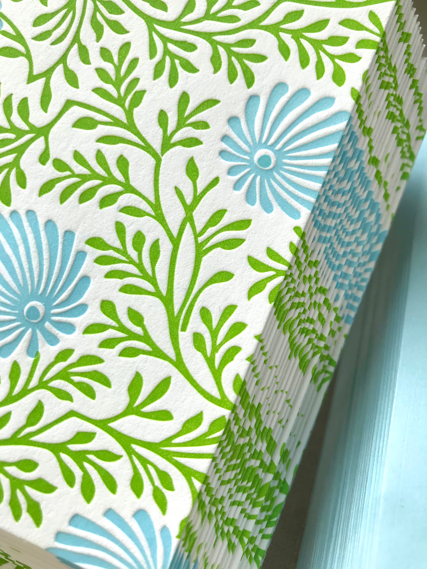 Letterpress Card Set with Blue Flowers
