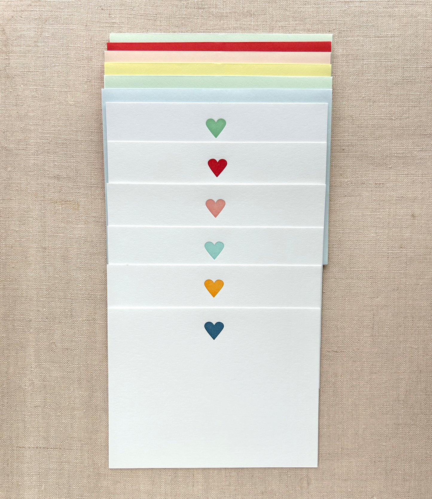 Flat Card Set with Multi-Colored Hearts