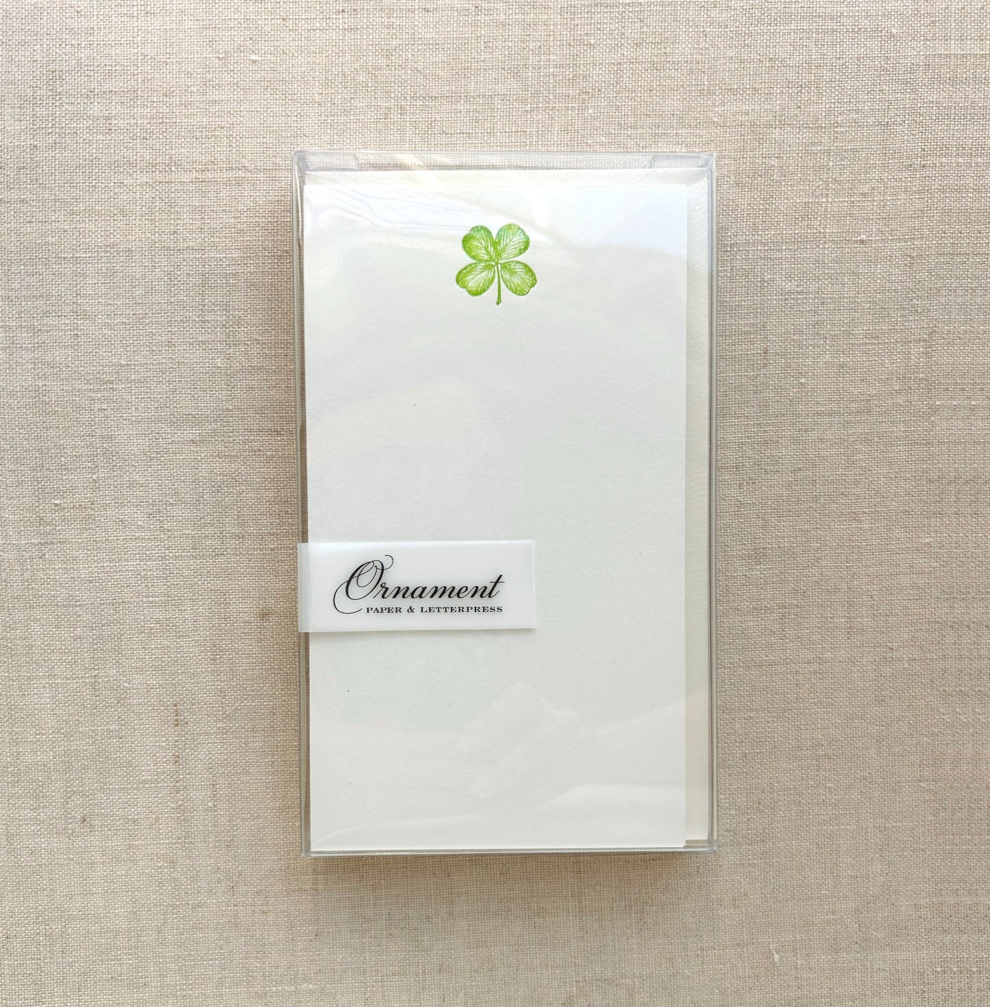 Flat Card Set with Letterpress 4-leaf Clover (vertical)