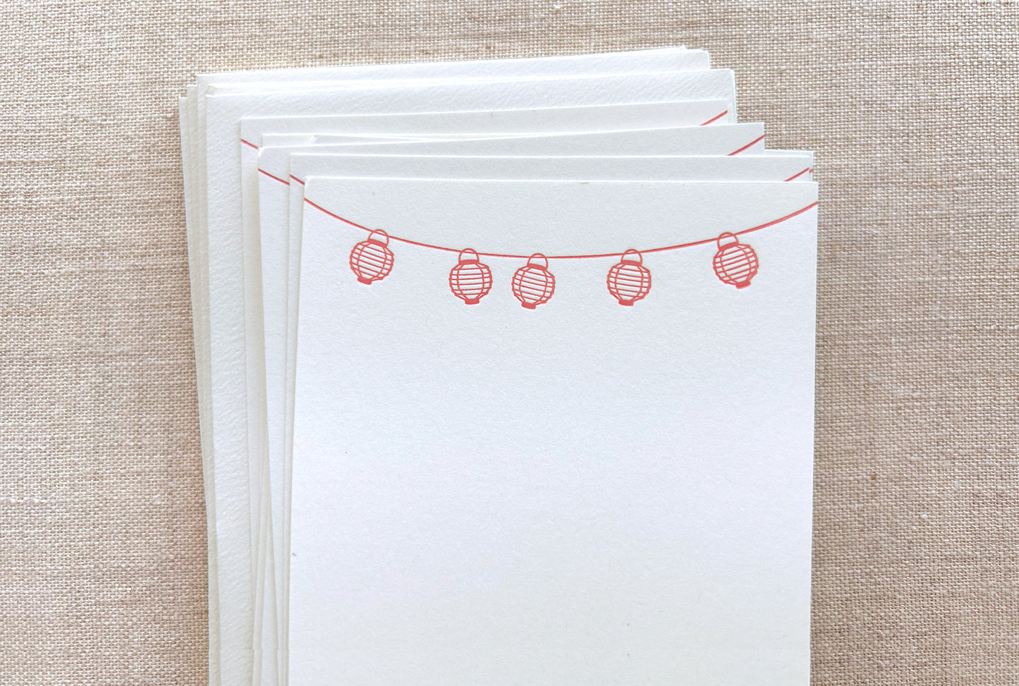Flat Card Set with Letterpress Lanterns (vertical)
