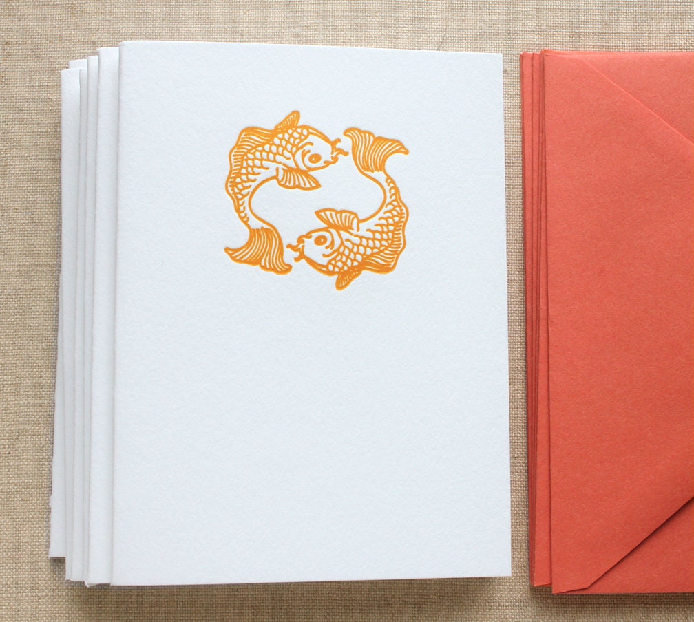Koi Letterpress Card Set