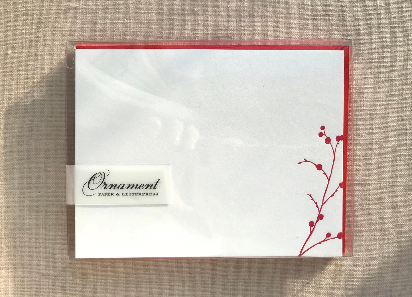 Flat Card Set with Letterpress Winterberry