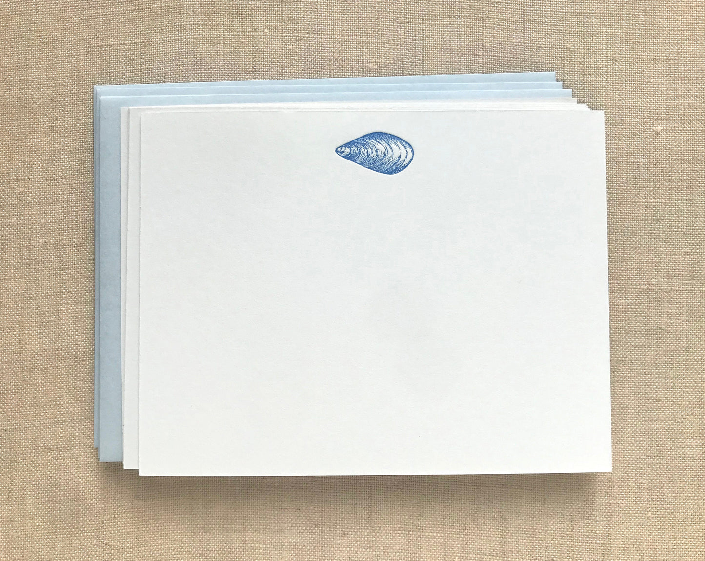 Flat Letterpress card Set with Mussel