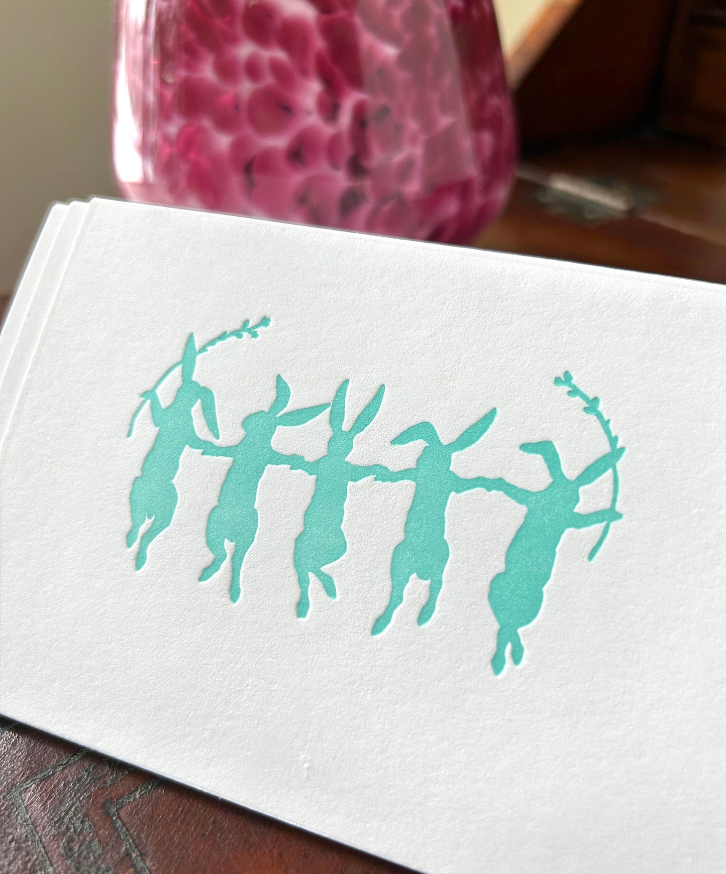 Spring Rabbits Letterpress Card Set