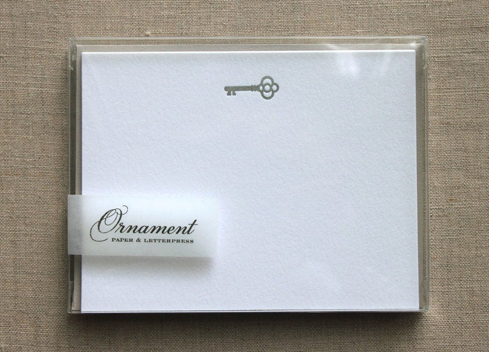 Flat Card Set with Letterpress Silver Key