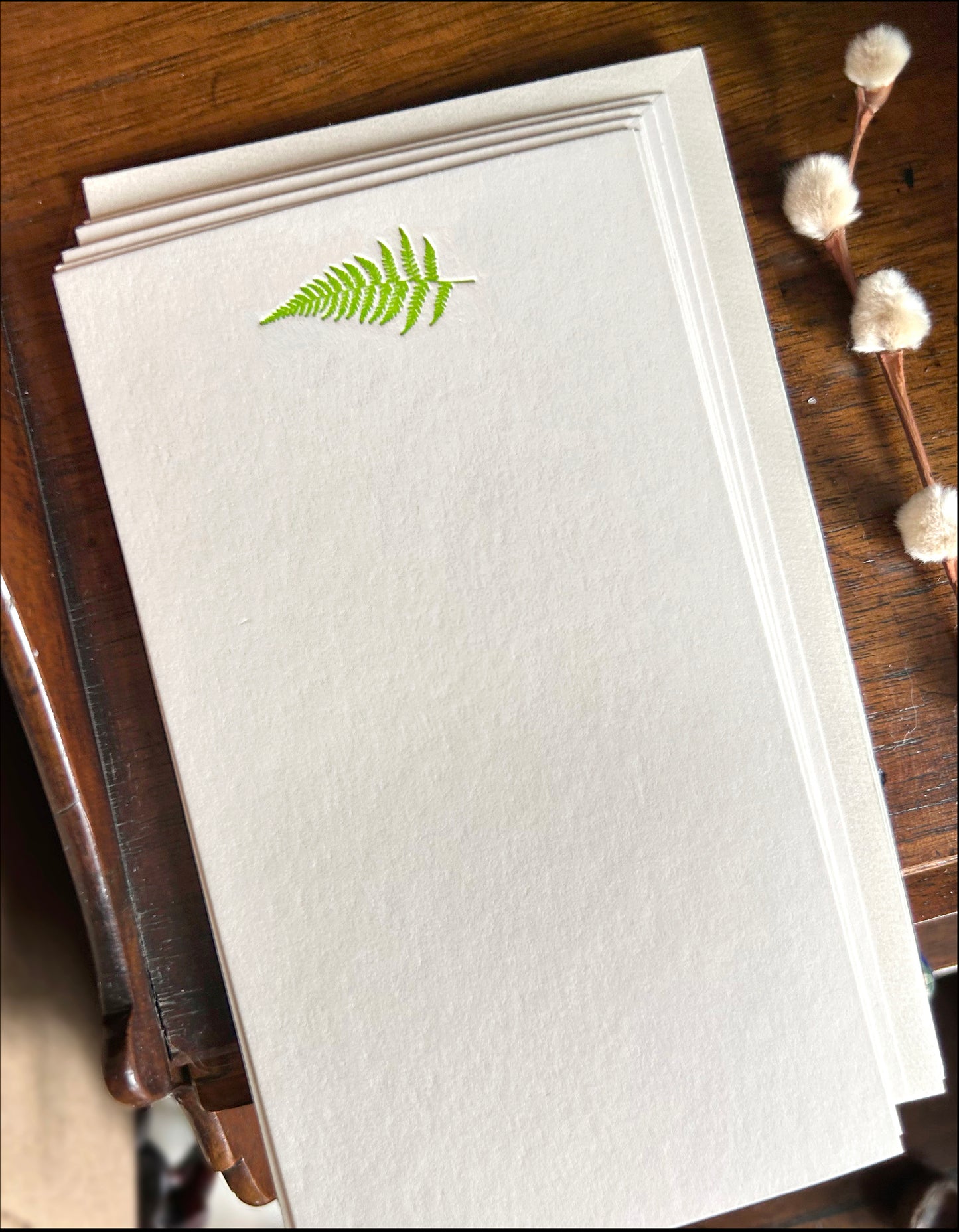 Flat Card Set with Letterpress Fern (vertical)