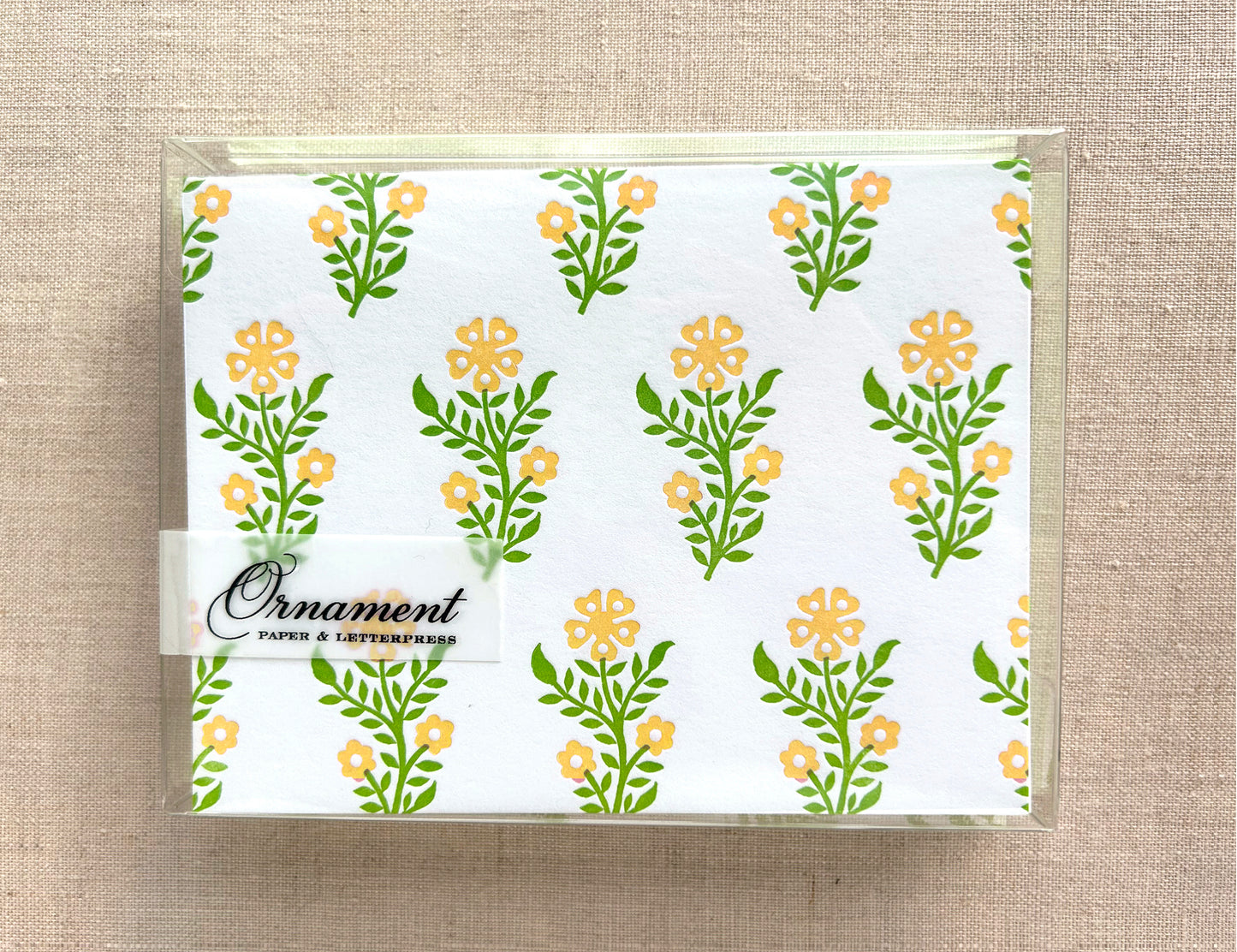 Letterpress Card Set with Hand Block Flowers
