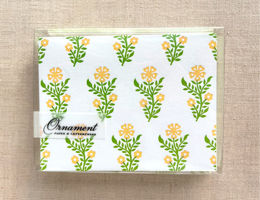 Letterpress Card Set with Hand Block Flowers