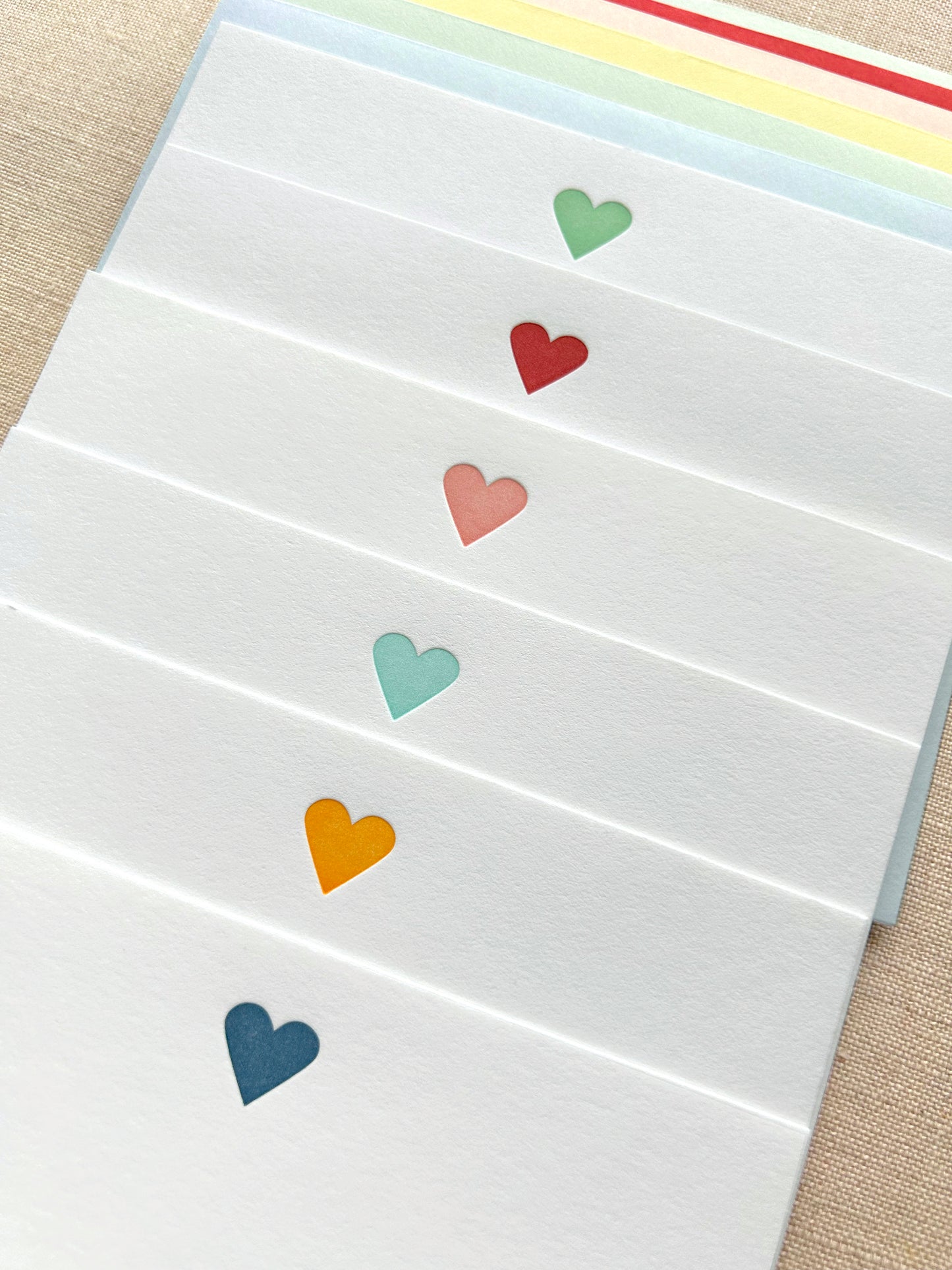 Flat Card Set with Multi-Colored Hearts