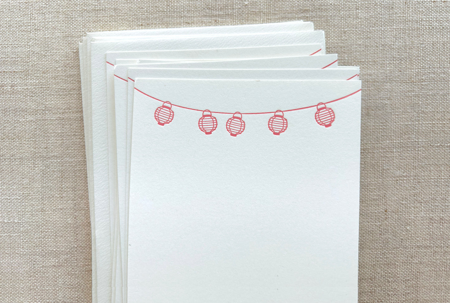 Flat Card Set with Letterpress Lanterns (vertical)