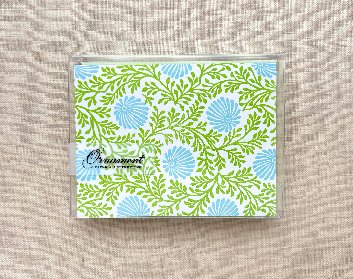 Letterpress Card Set with Blue Flowers
