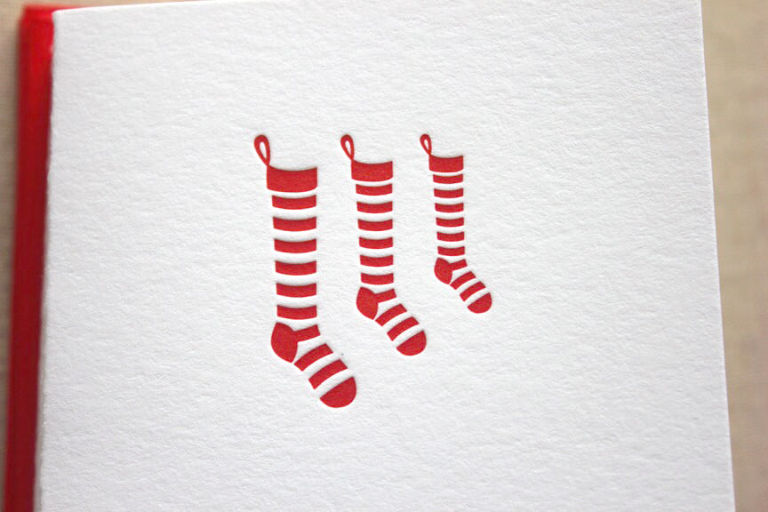 Christmas Stockings Letterpress Card Set