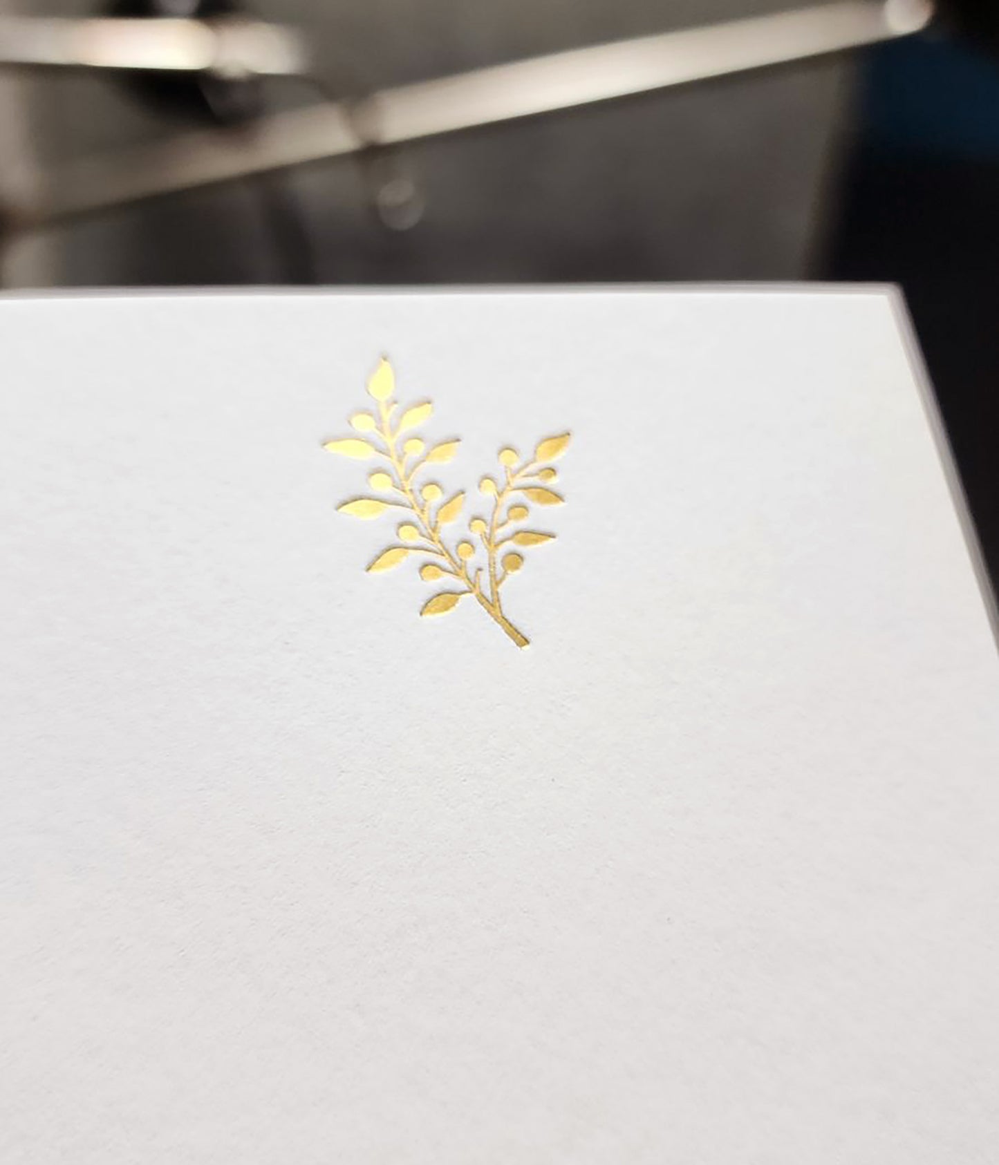 Flat Card Set with Gold Letterpress Branch (Vertical)