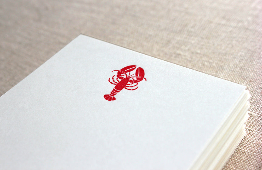 Flat Card Set with Letterpress Lobster (vertical)