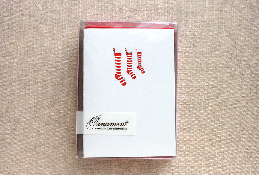 Christmas Stockings Letterpress Card Set