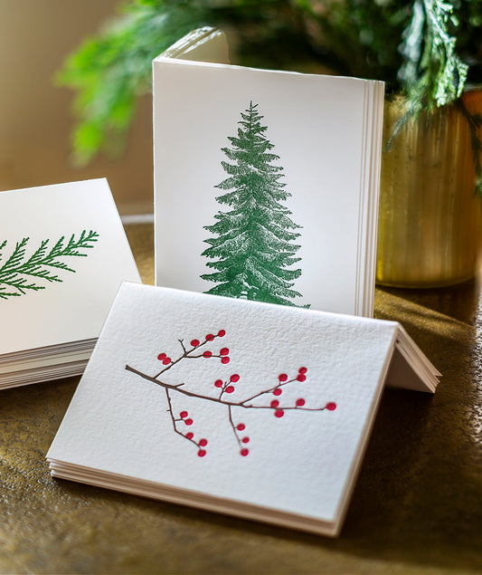 Winter Berries Letterpress Card Set