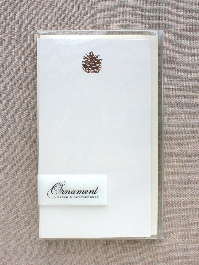 Flat Card Set with Letterpress Pine Cone (vertical)