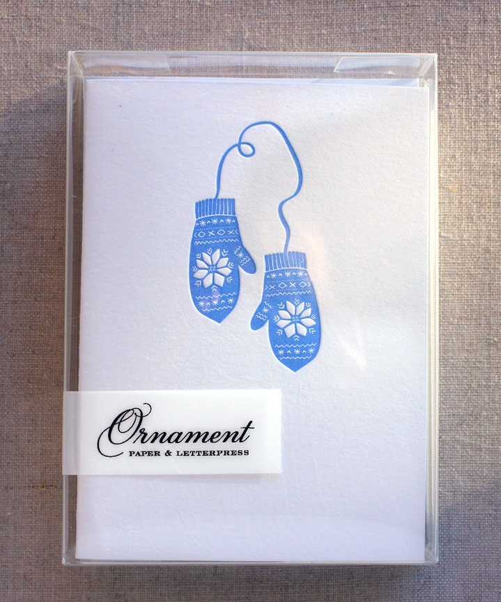 Pair of Mittens Letterpress Card Set