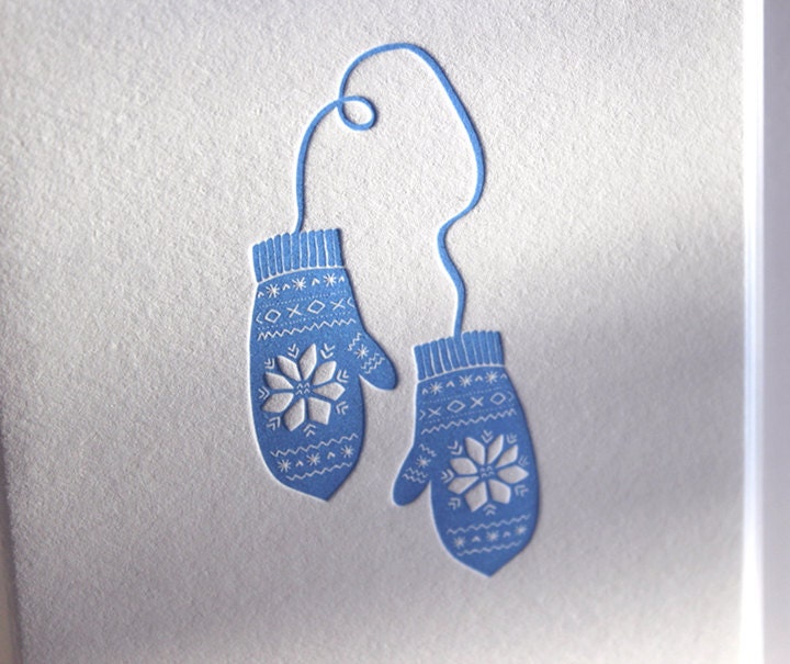 Pair of Mittens Letterpress Card Set