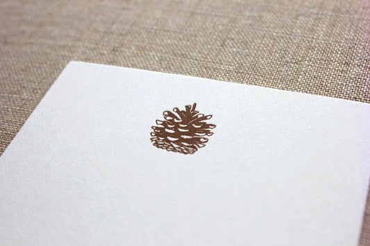 Flat Card Set with Letterpress Pine Cone (vertical)