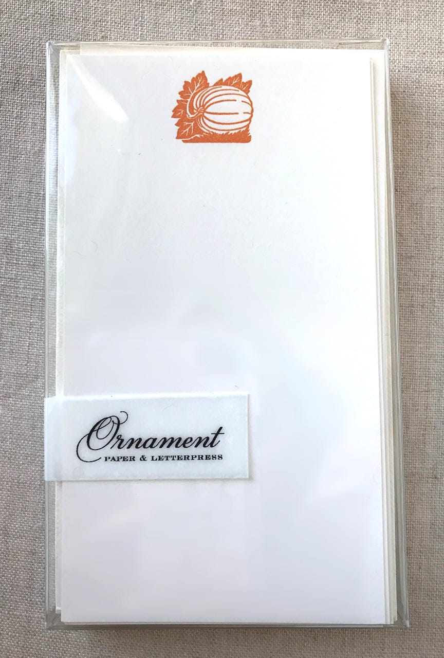 Flat Card Set with Letterpress Pumpkin (vertical)