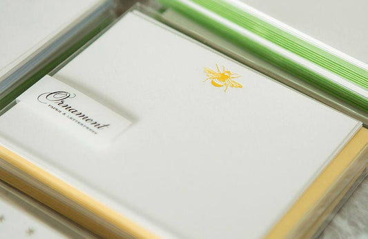 Flat Card Set with Letterpress Bumble Bee