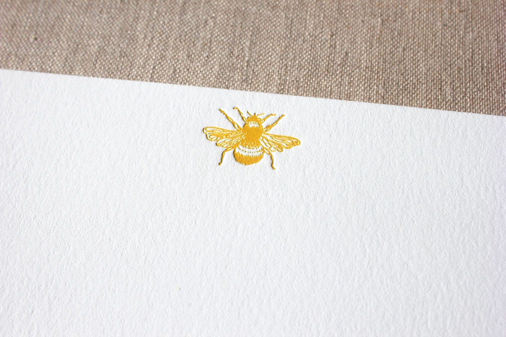 Flat Card Set with Letterpress Bumble Bee