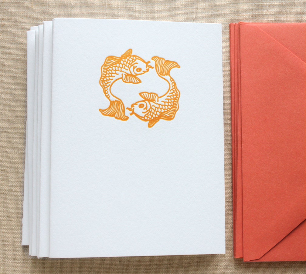 Koi Letterpress Card Set