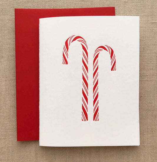 Candy Cane Letterpress Card Set