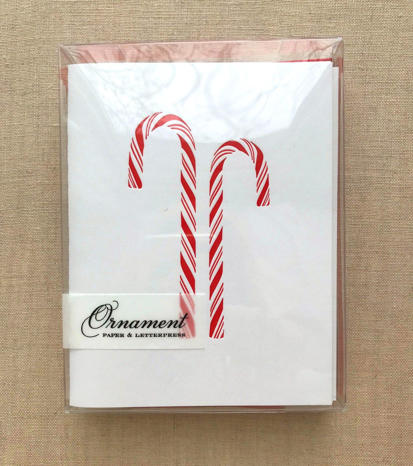 Candy Cane Letterpress Card Set