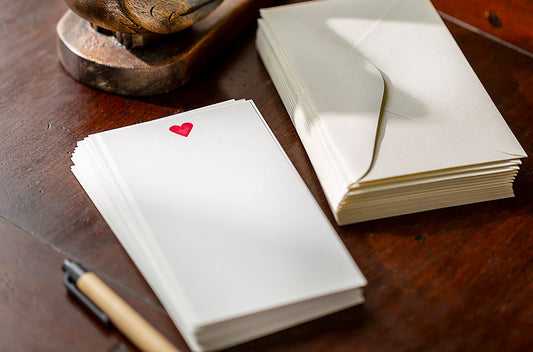 Flat Card Set with Letterpress Heart  (vertical)