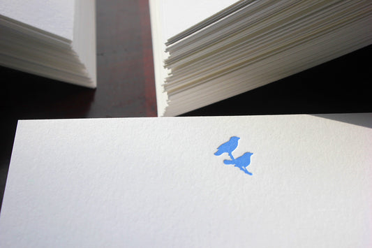 Flat Card Set with Letterpress Birds