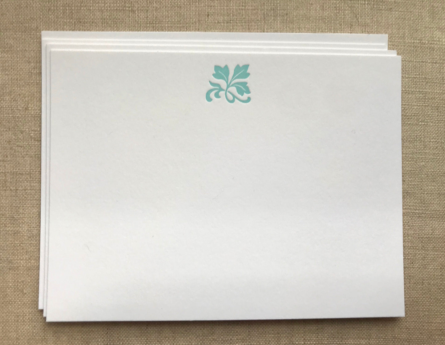 Card Set with Letterpress Leaf Flourish