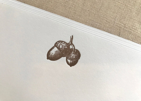 Flat Card Set with Letterpress Acorns