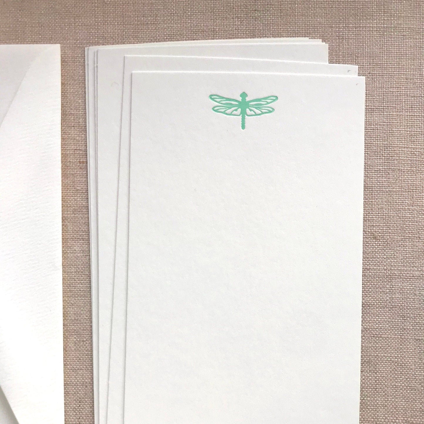 Flat Card Set with Letterpress Dragonfly (vertical)