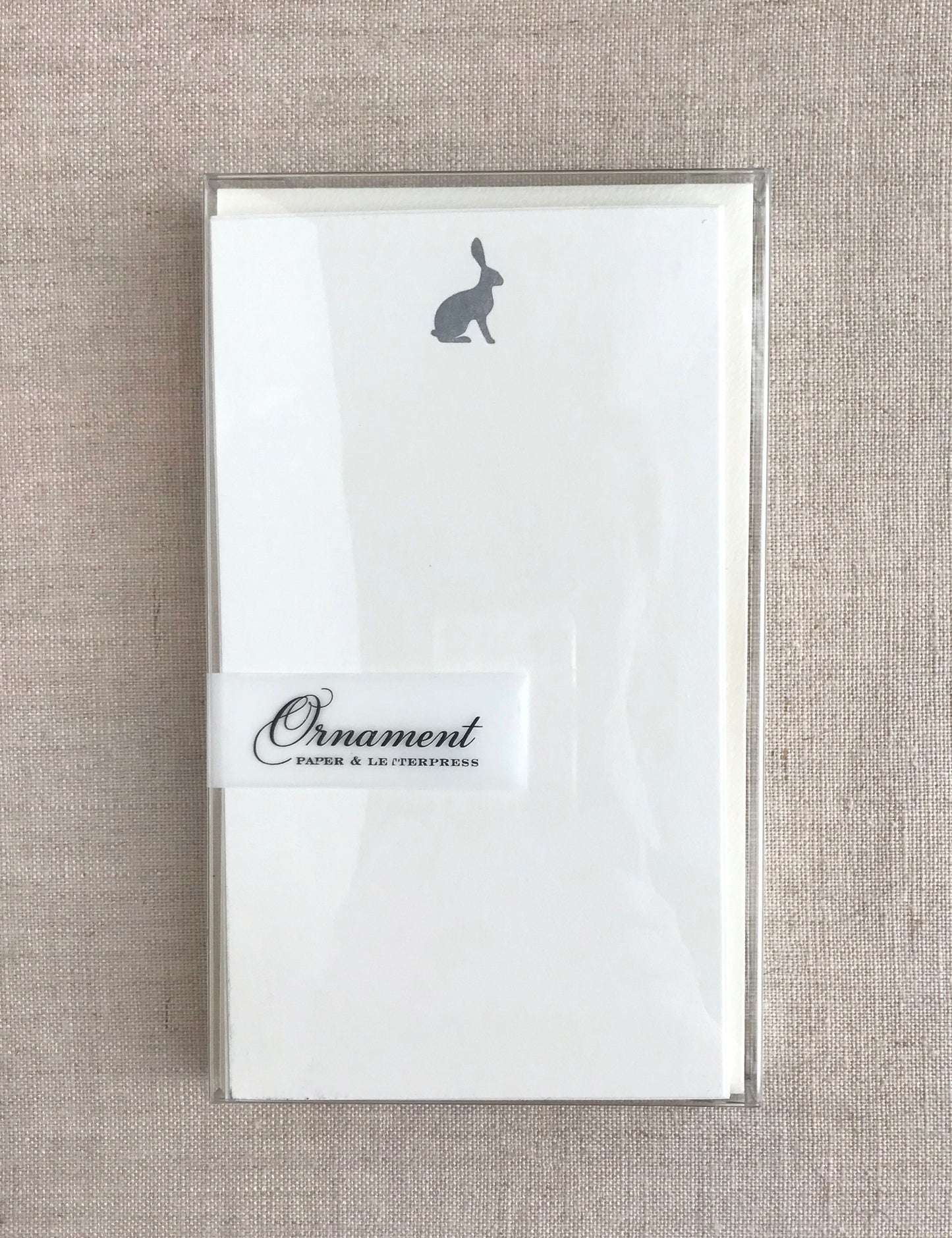 Flat Card Set with Silver Letterpress Rabbit (vertical)