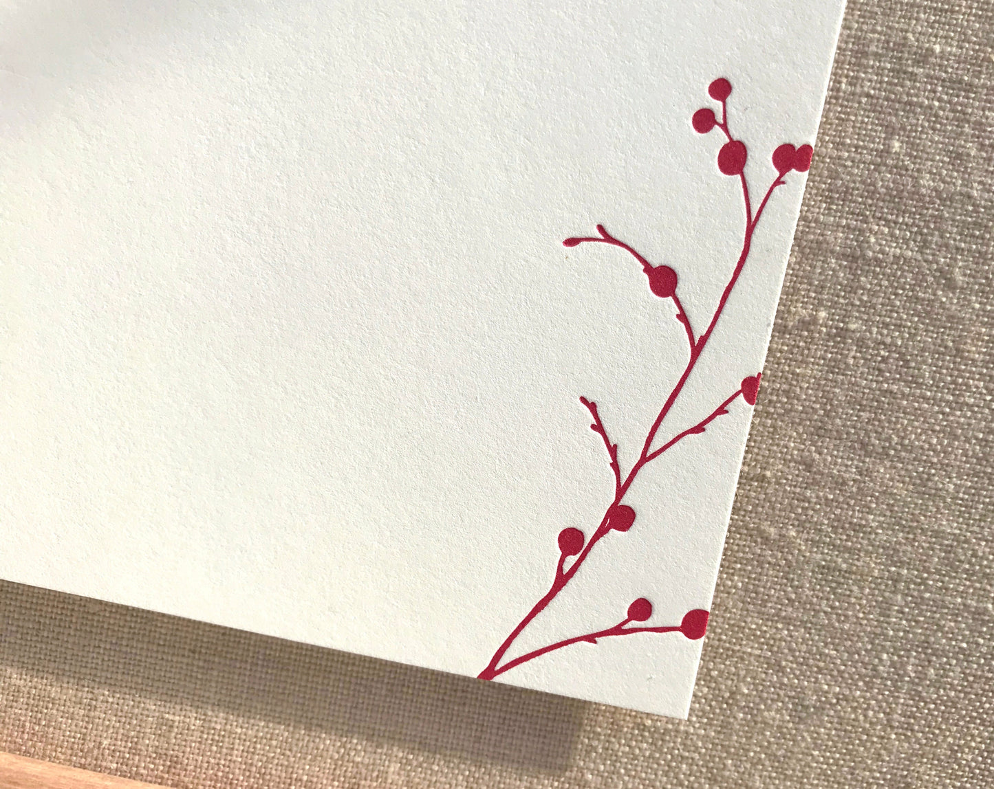 Flat Card Set with Letterpress Winterberry