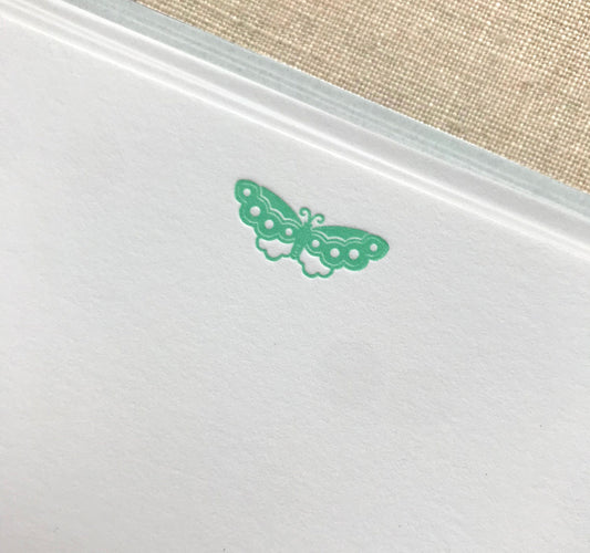 Flat Card Set with Letterpress Butterfly