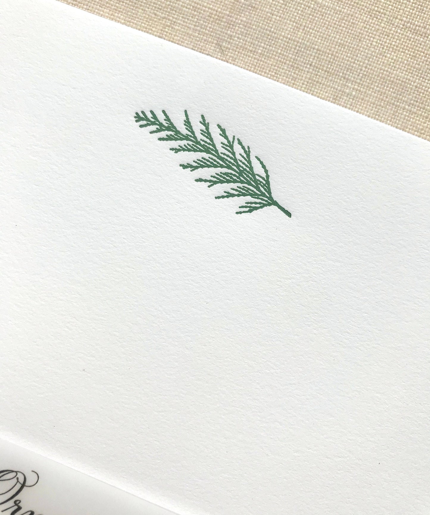 Cotton Writing Paper with Letterpress Cedar Pine