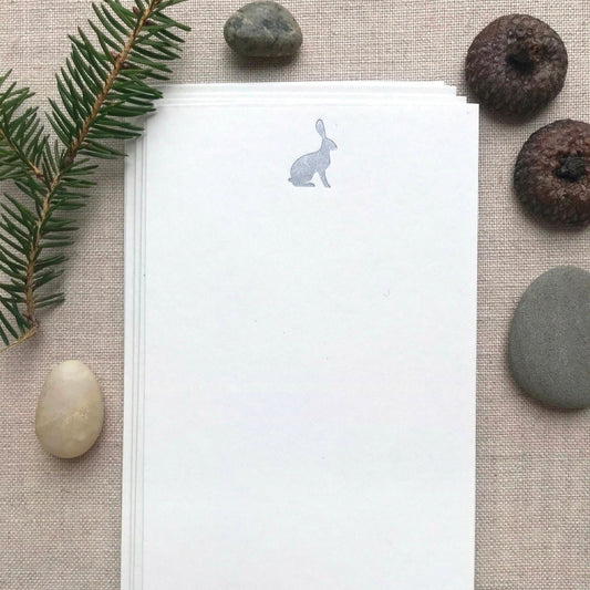 Flat Card Set with Silver Letterpress Rabbit (vertical)