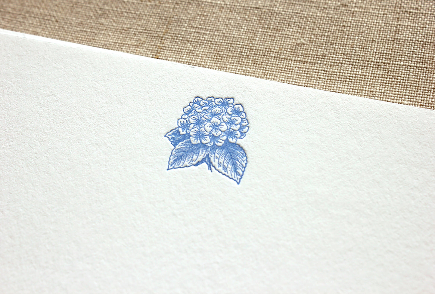 Flat Card Set with Letterpress Hydrangea