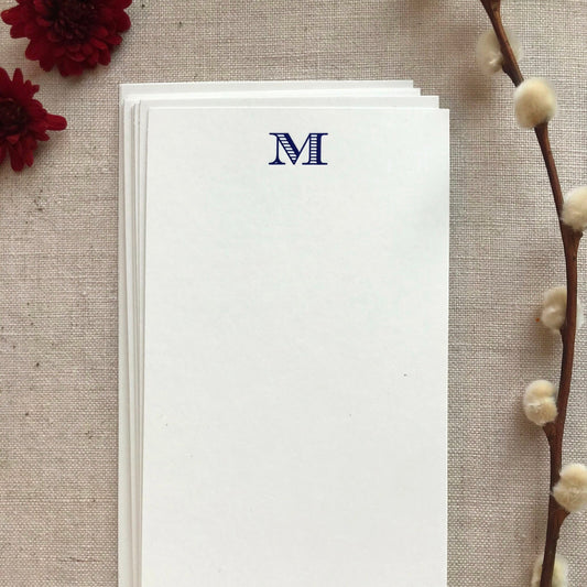 Flat Card Set with Letterpress Initial in Midnight Blue ink