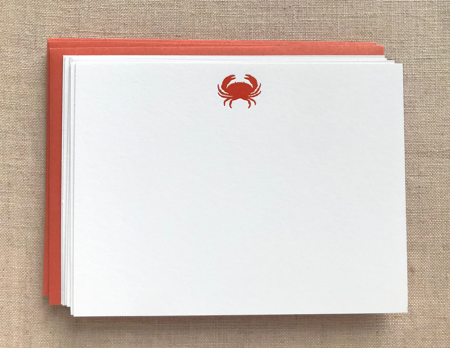 Flat Card Set with Letterpress Crab