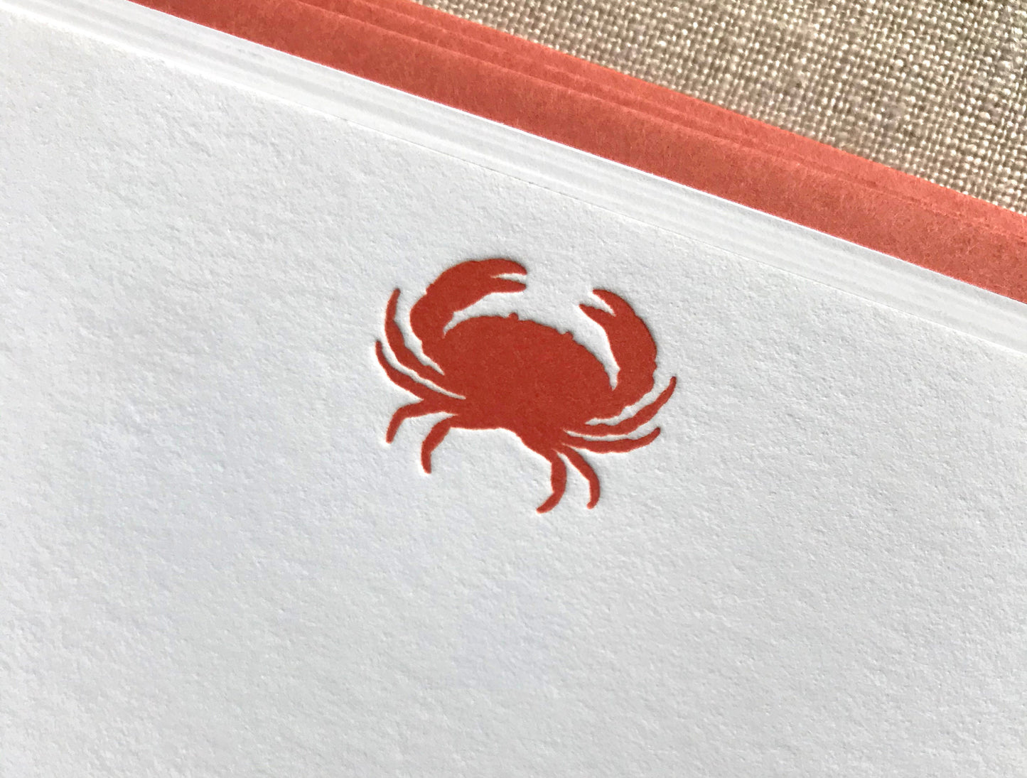 Flat Card Set with Letterpress Crab