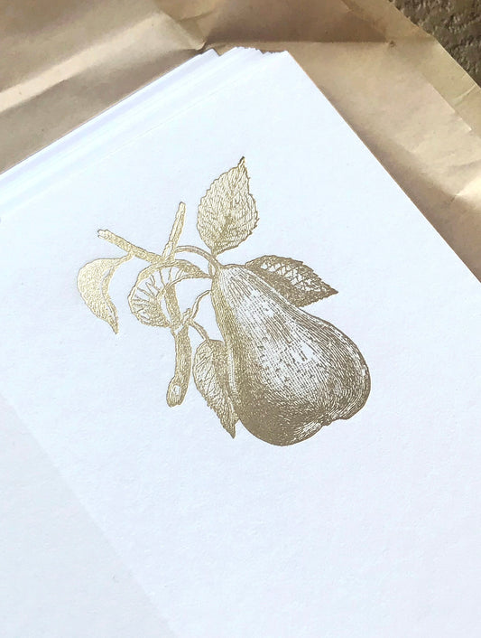 Gold Foil Letterpress Pear