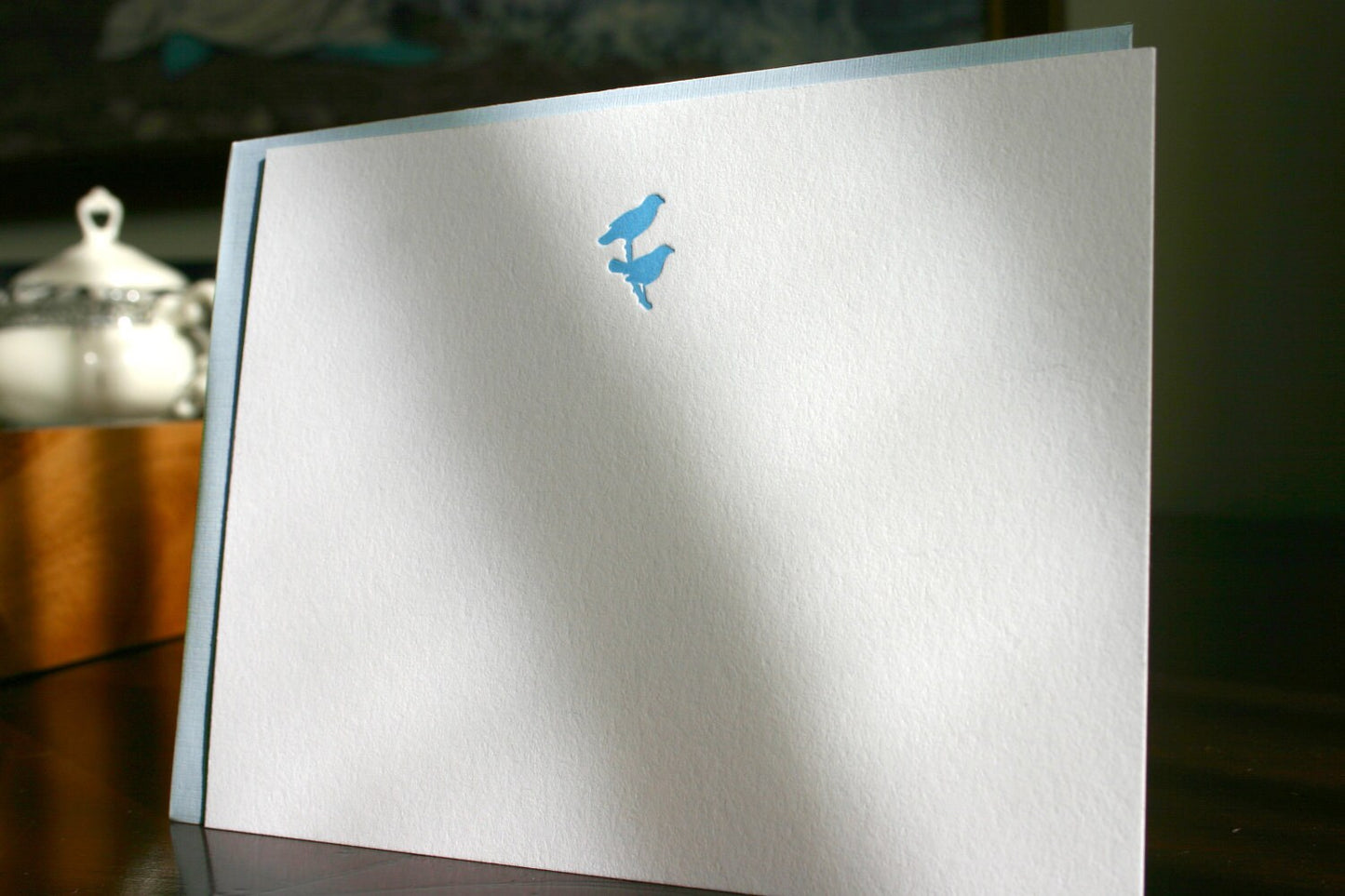 Flat Card Set with Letterpress Birds