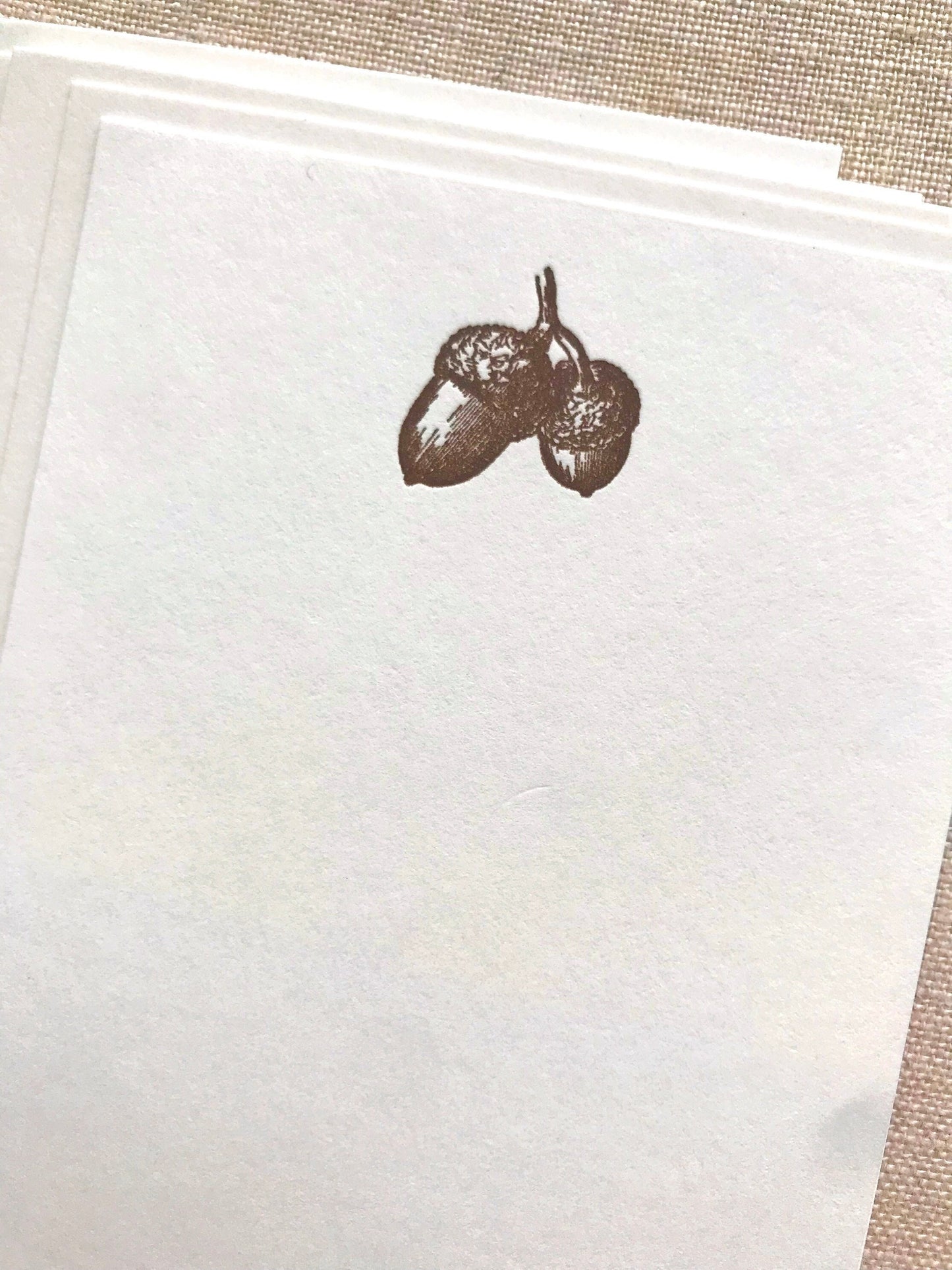 Flat Card Set with Letterpress Acorns (vertical)