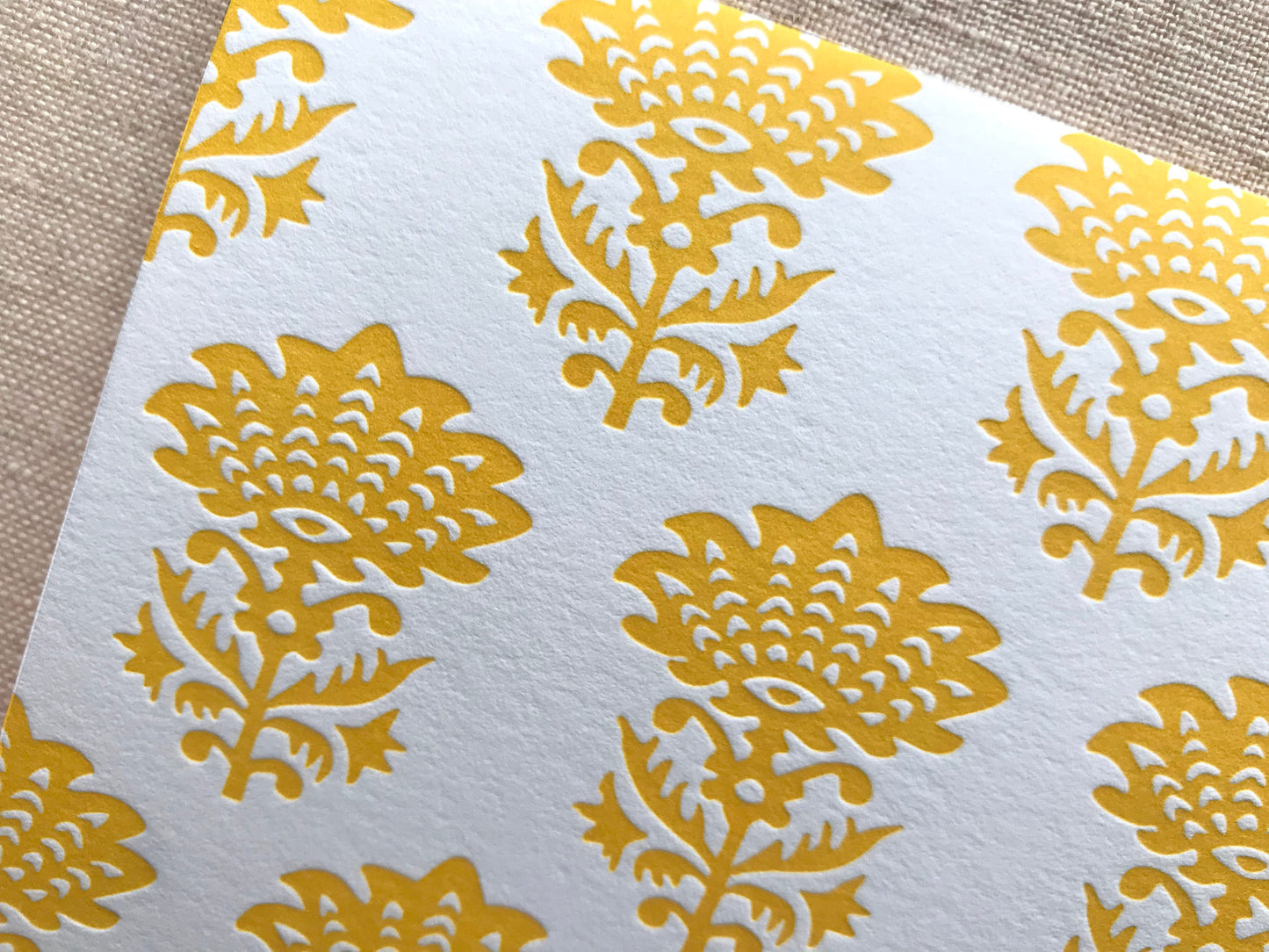 Yellow Handblock Letterpress Card Set