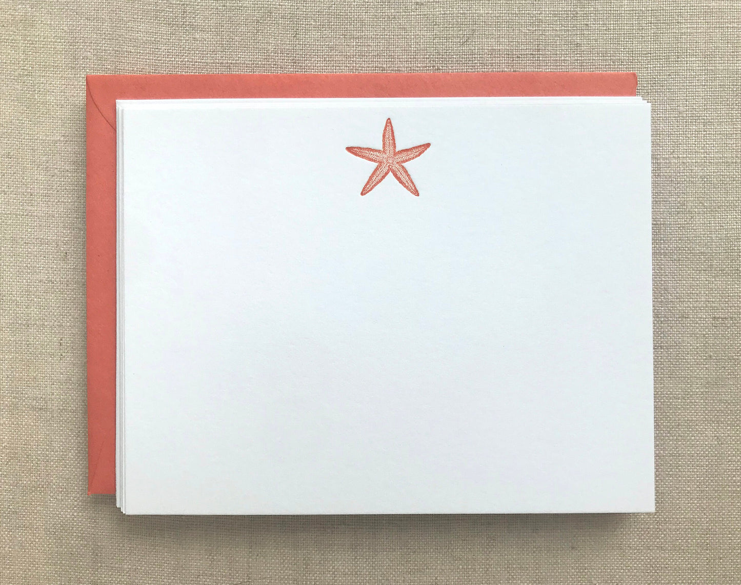 Flat Card Set with Letterpress Starfish